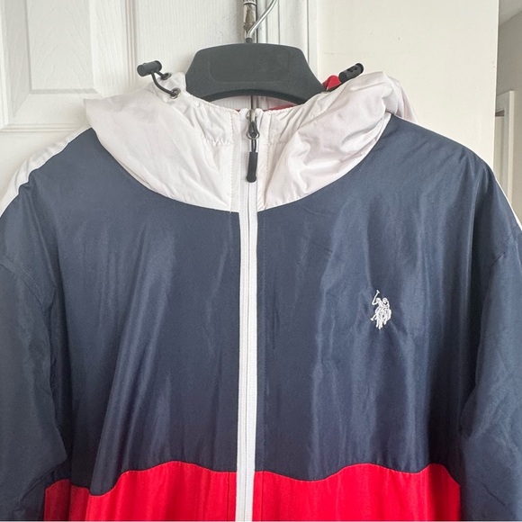 USPA polar fleece men’s Large classic navy jacket Preowned With Flews - Picture 5 of 14